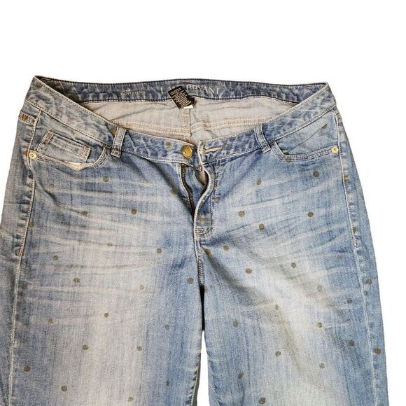 Lane Bryant Tapered Leg Polka Dot Baggy Denim Jeans Womens Size 16 Blue - Picture 3 of 6